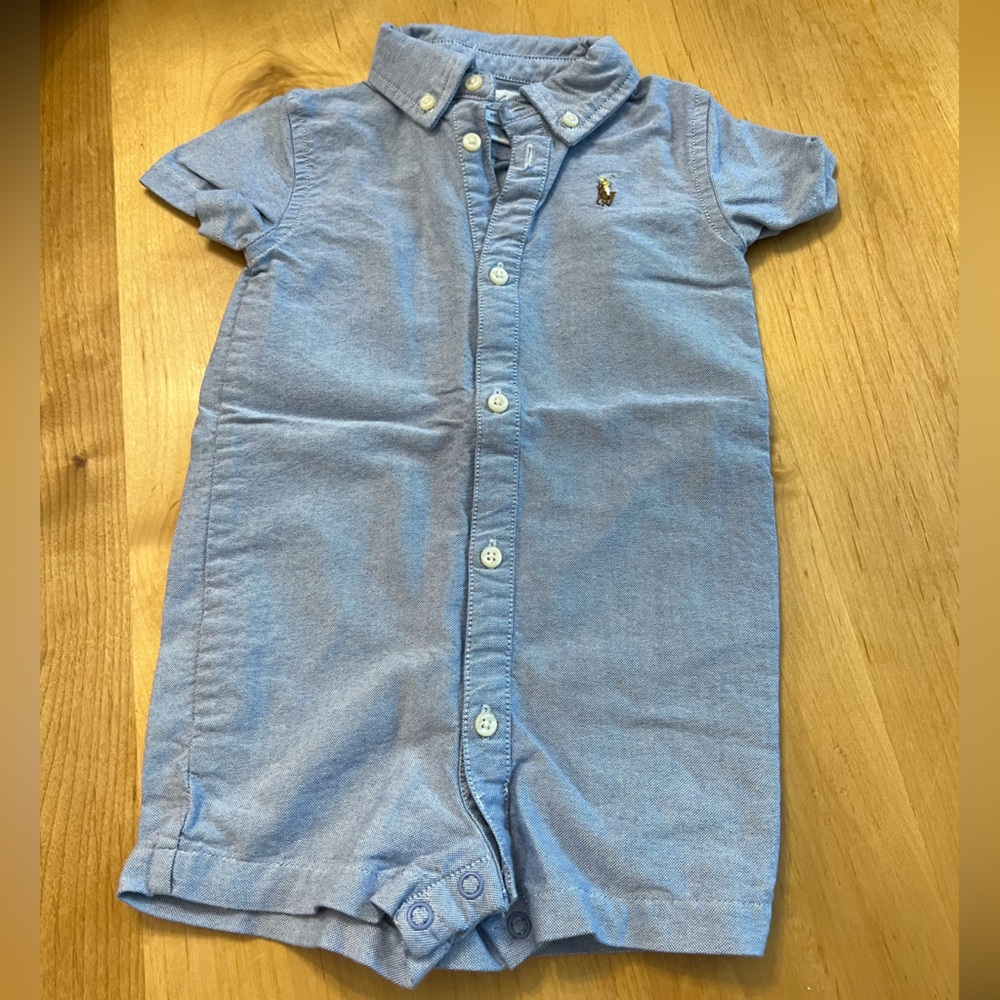 Baby boys button down shortall